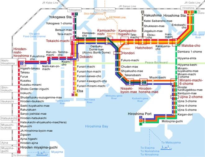 Mapa de hiroshima tramvia