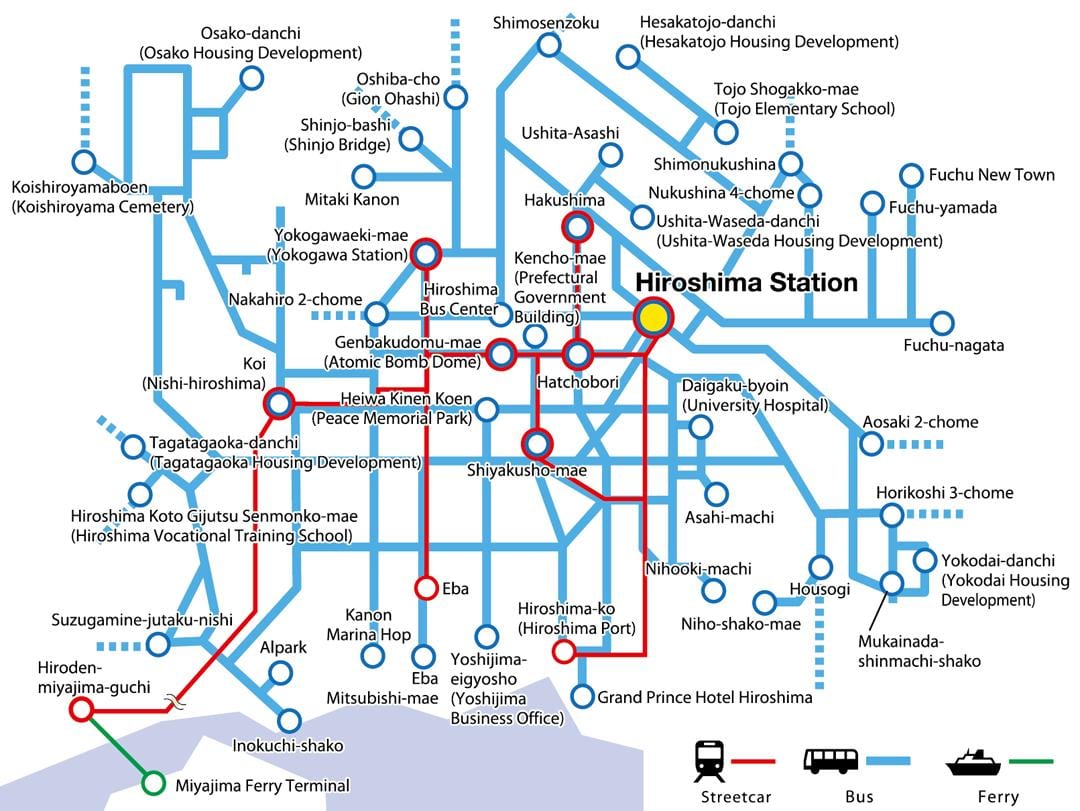 Mapa de hiroshima transport